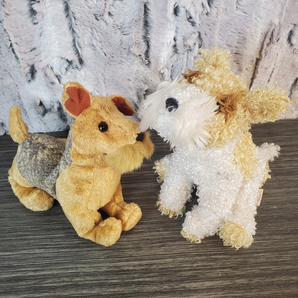 Ty Terrier Schnauzer Beanie Babies Dogs (2) Whiskers & Scrappy Stuffed Animals